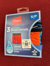 3-PACK TAGLESS Boy's BOXER BRIEFS SMALL S/P 6-8 Lot of 3 Pair NEW HANES