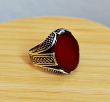 Red Onyx Gemstone Vintage Ring 925 Sterling Silver Bohemian Ring Christmas Gifts