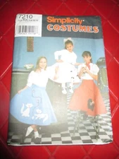 UNCUT Simplicity GIRL'S TEENY BOPPER COSTUMES Sewing PATTERN #7210 - Size 7-12