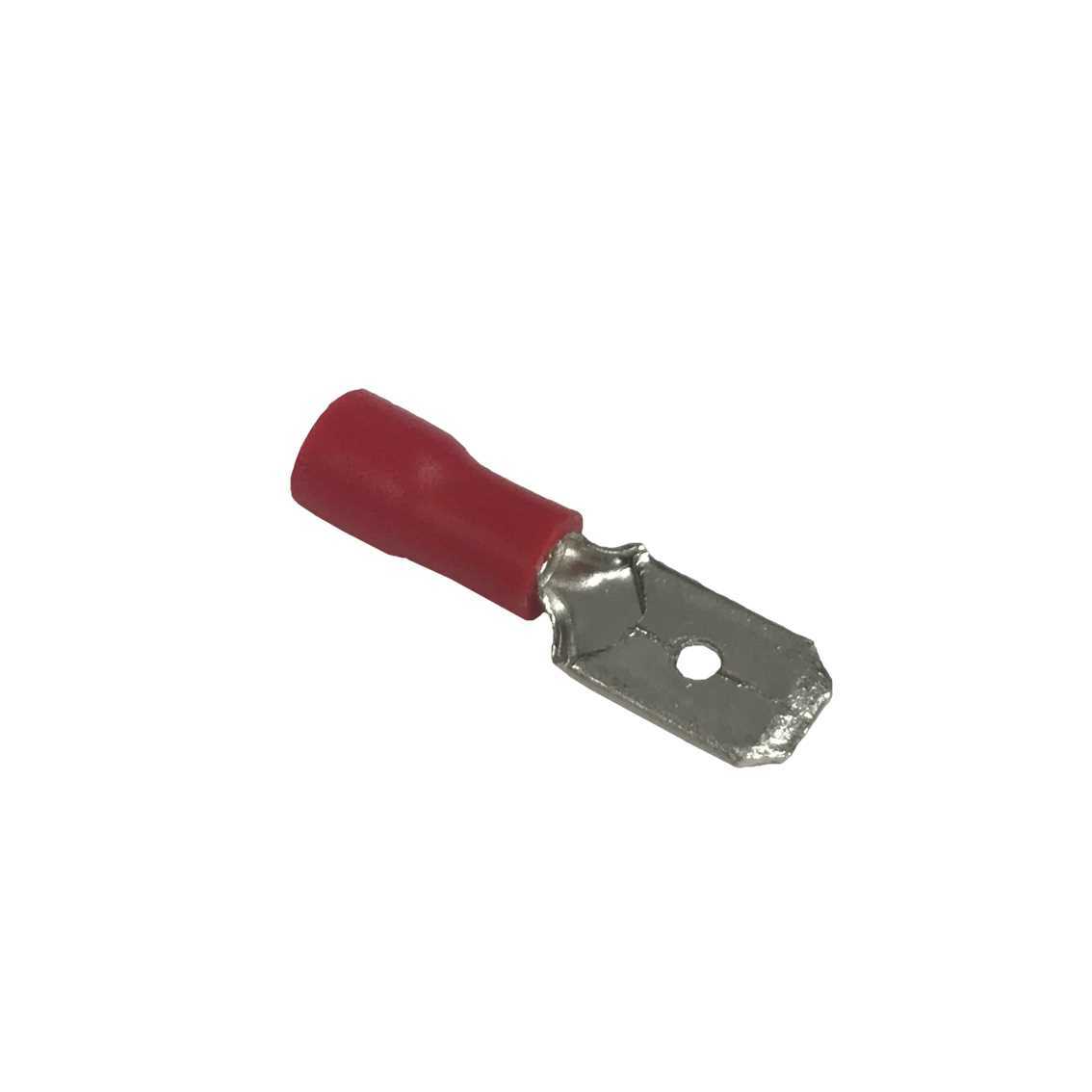 Quick Connect Terminals, Male, PVC Insulated, 16-22 AWG Wire, Red