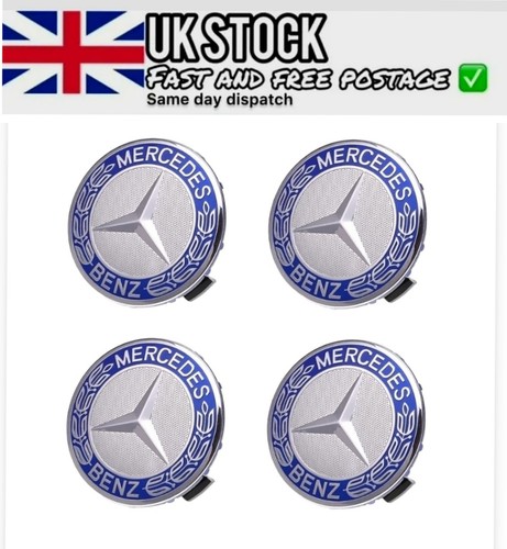 4x Blau Mercedes Benz Alufelgen Mittelkappen 75mm A B C E S M Klasse ML CLA GLA - Bild 6 von 10