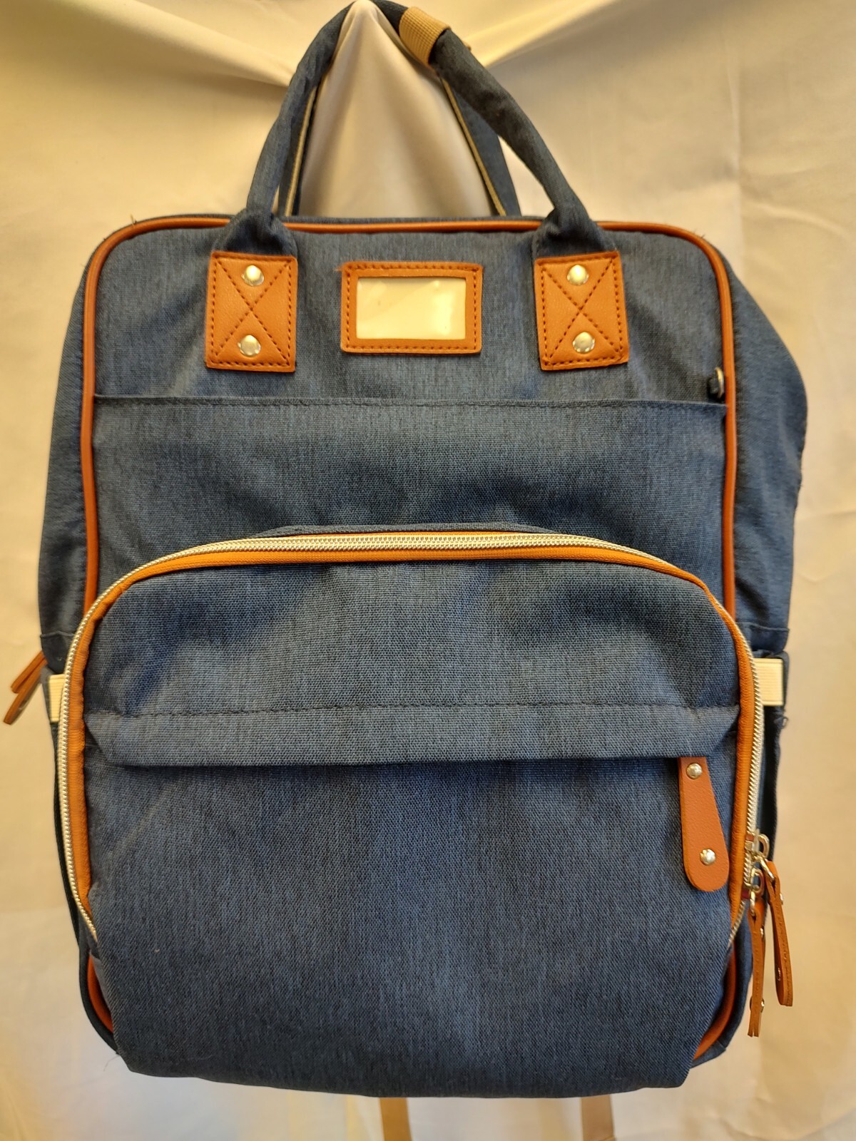 Diaper Bag Backpack Travel Bassinet Changing Station Baby Nap Speaker Navy Blue-image