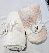 lot 2 Baby Blanket Cozy Knit 30 IN X 40 IN pink and white.