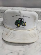 VINTAGE HAT ADJUSTABLE JOHN DEERE JD TRAINED ON NEW BREED OF POWER WHITE ROPE