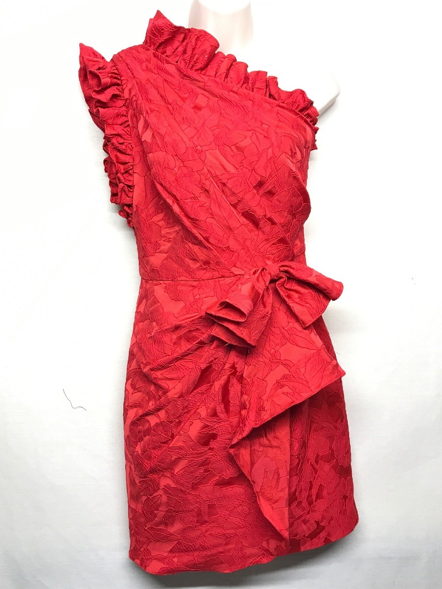ml monique lhuillier floral one shoulder dress ML Monique Lhuillier Floral One-Shoulder Mini Dress NWT size 6