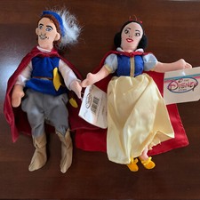 NEW WITH TAGS Disney Store's Lot of 2 SNOW WHITE and PRINCE Bean Bag Plush Dolls