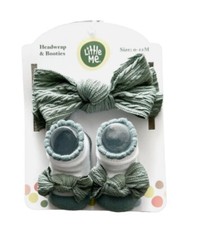 Little Me Headwrap Booties 0-12 Months NWT Olive Green