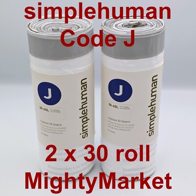Simplehuman Code J 45L  ️ 60 Müllbeutel Gesamt Großwert Schwerlast Original