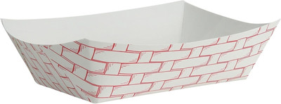 30LAG250 Paper Food Baskets, 2.5Lb Capacity, Red/White (Case of 500)