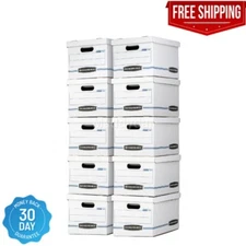 Bankers Box Basic Duty Letter/Legal File Storage Box with Lids, 10 Pack, White