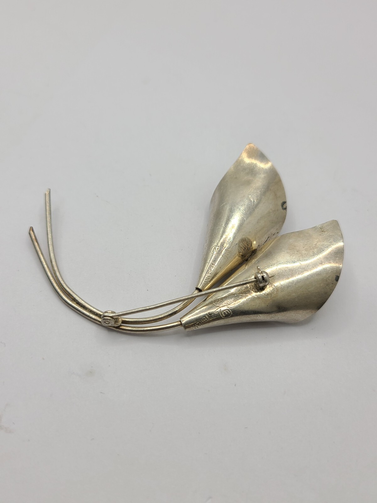 Vintage Stuart Nye Sterling Silver Easter Lily Flower large Brooch pin 9.6gr