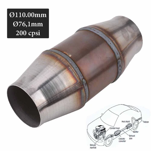200 Zellen Sport Katalysator Metall 110mm E Prüfzeichen 76,1 mm Euro 4 Bis 3.6L - Bild 3 von 8