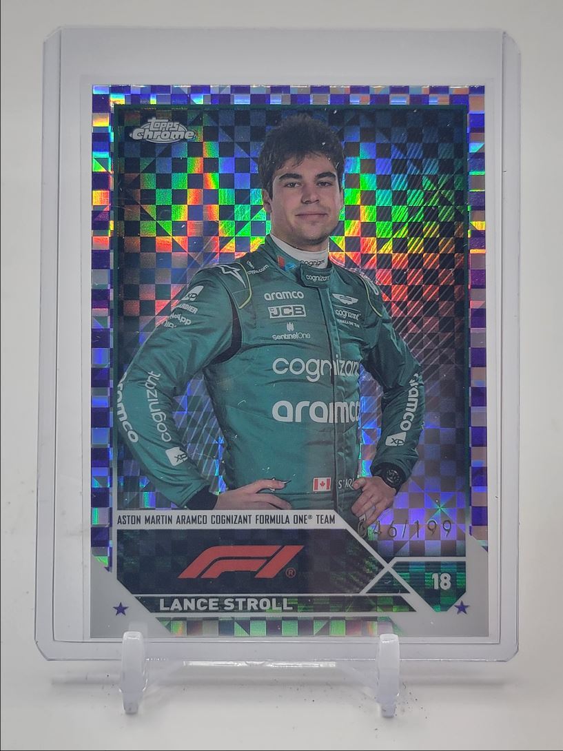 LANCE STROLL 2023 TOPPS CHROME F1 CHECKER FLAG PURPLE #43 /199 Q1792