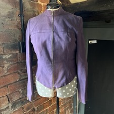 Karen Millen Suede Effect Biker Jacket 14 Purple