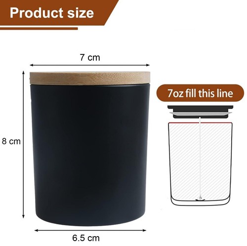 15 Pack 7 OZ Matte Black Candle Jars with Bamboo Lids for Making Candles, Thick - Picture 9 of 9