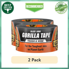  2 pack Gorilla Tape Tough  Wide, Black Tape, 2.88" x 25 yd