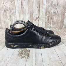 Frye Ivy Low Lace Black Leather Sneakers Marbled Sole 3471301-BLK Womens 9M