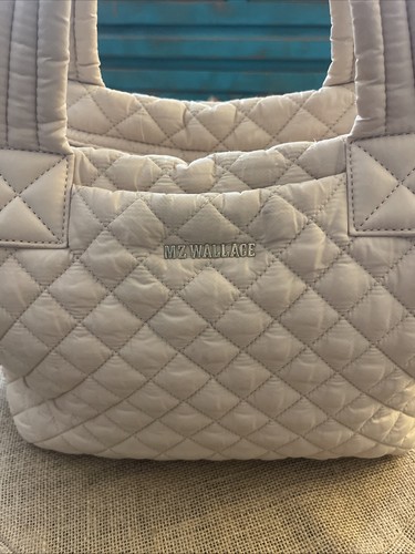 MZ WALLACE Medium Sutton Deluxe Tote Beige.