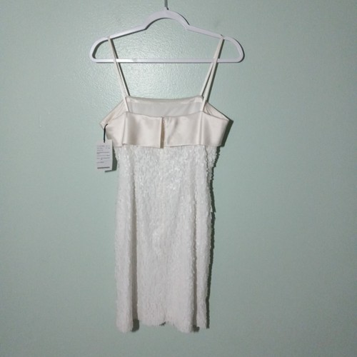 W by Worth Sequins Dress size 4, NEW! White Silk Trim Wedding Party Classic - Picture 12 of 14