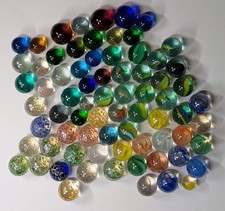 72 VINTAGE MARBLES Mix Lot CATS EYE 6-8 Vein CONFETTI Speckled CLEAR COLOR GLASS