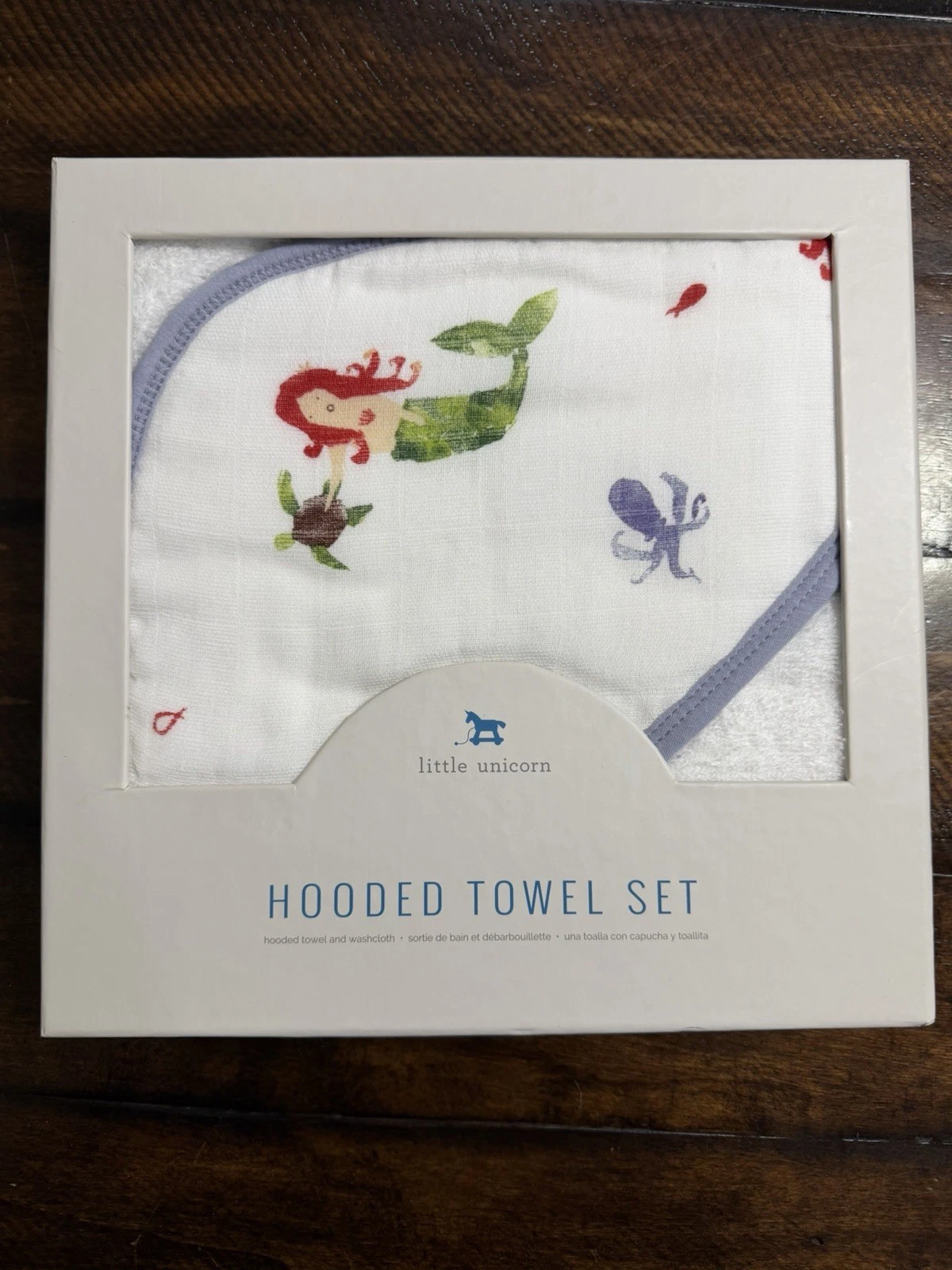 NWT Baby Girls Little Unicorn Mermaid Hooded Towel And Washcloth Set
Opens in a new window or tab