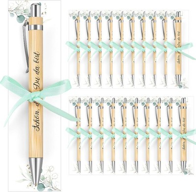 20 Set Schön Das du da Bist Gastgeschenk Hochzeit Holz Kugelschreiber 