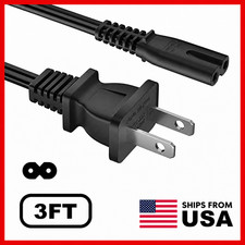 Lot AC 2 Prong Power Cord 3FT Standard 2-Slot Power Cable For Mac mini