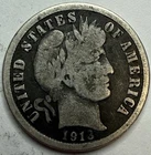 1913 Barber Silver Dime Exact Coin Imaged #BAR222