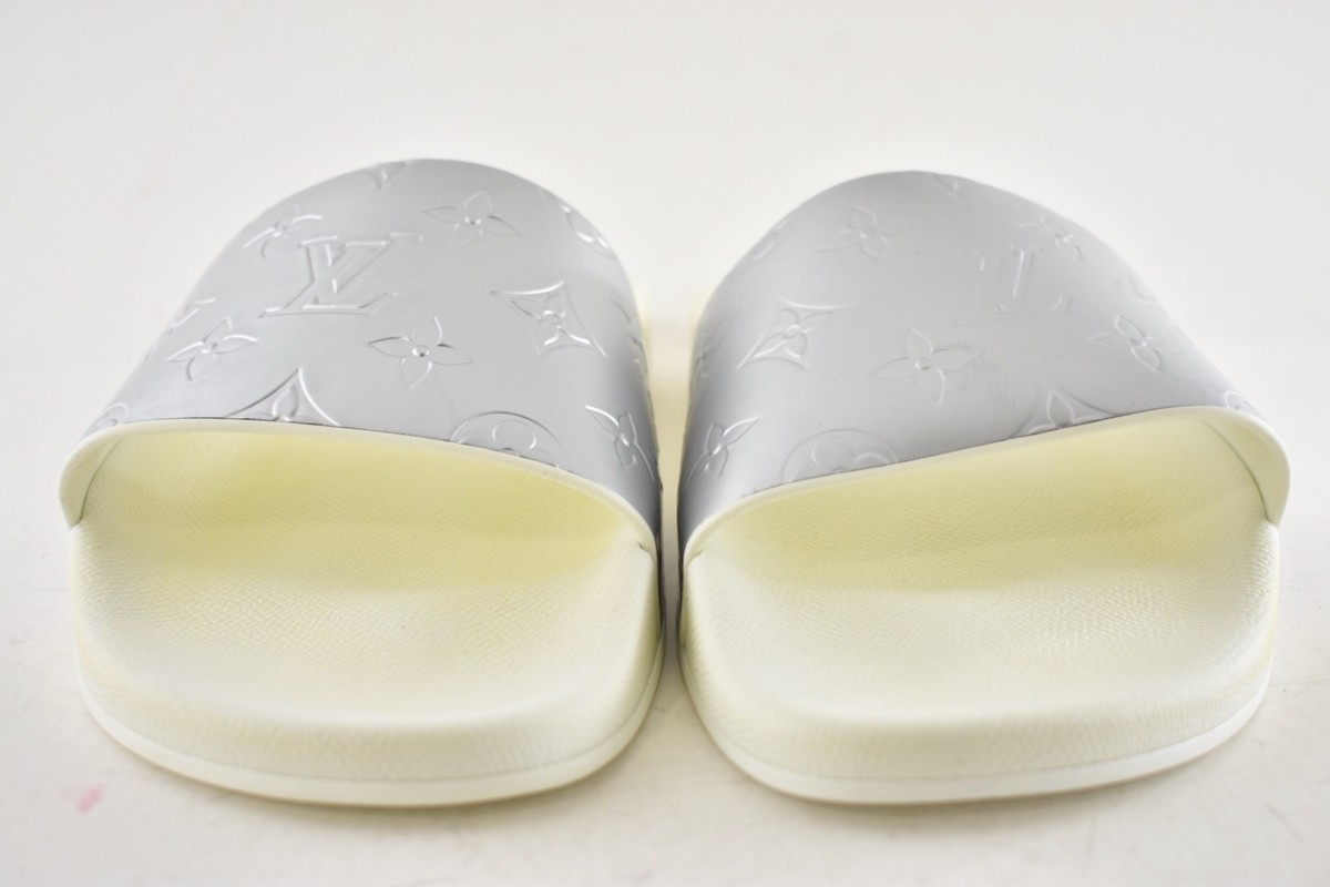 Louis Vuitton Waterfront Mule White Silver Monogram Slide Sandal