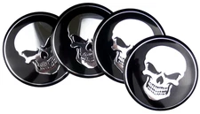 Skull Wheel Center Cap Decal Sticker Truck Car 56mm 2.20" Aluminum Black/Silver
