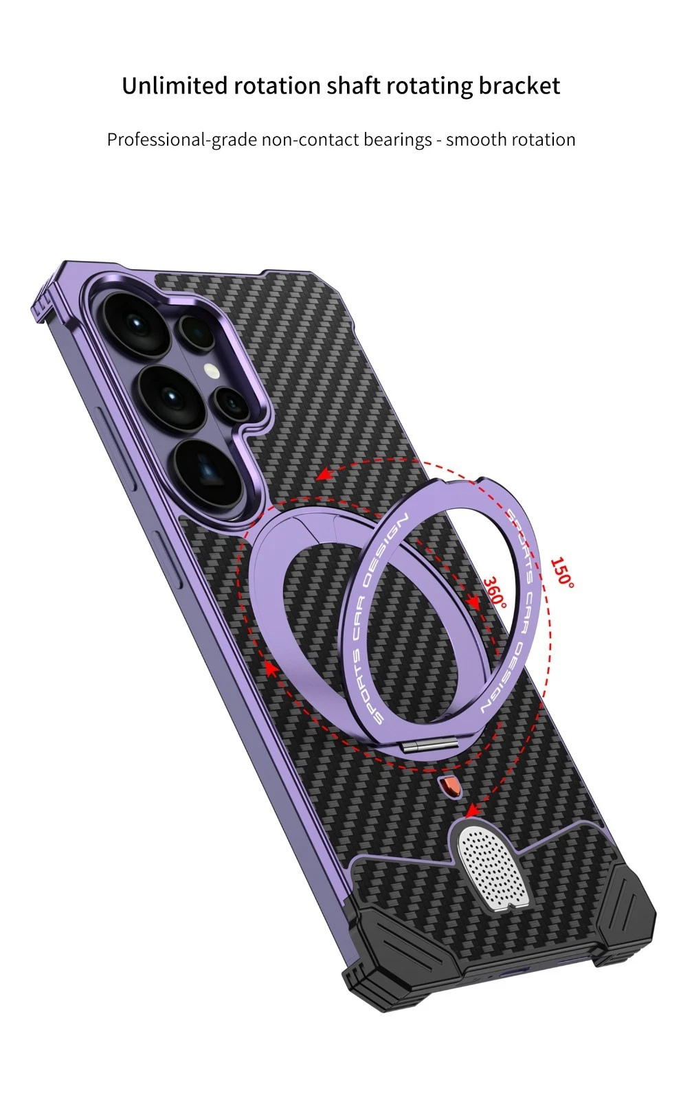 For Samsung S26 Ultra Magnetic Carbon Fiber Aluminum Metal Frameless Stand Case - 第 12/28 张图片