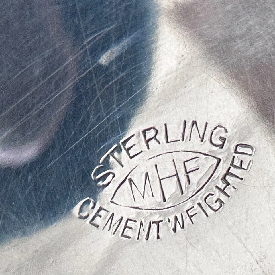 M Fred Hirsch Sterling Silver Candlesticks Pair 11 Inch Cement Weighted Art Deco - Image 2 of 4