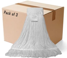 Professional Nylon Looped-End Wax Mop (3 Pack) - Large Size with Wide Band