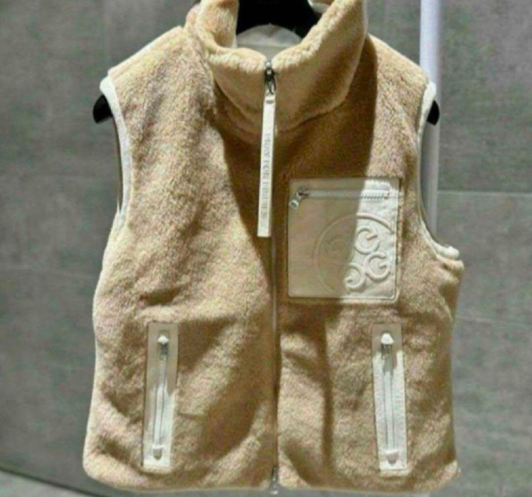 Chaleco de piel de doble cara para mujer G/FORE color camel marrón blanco env...