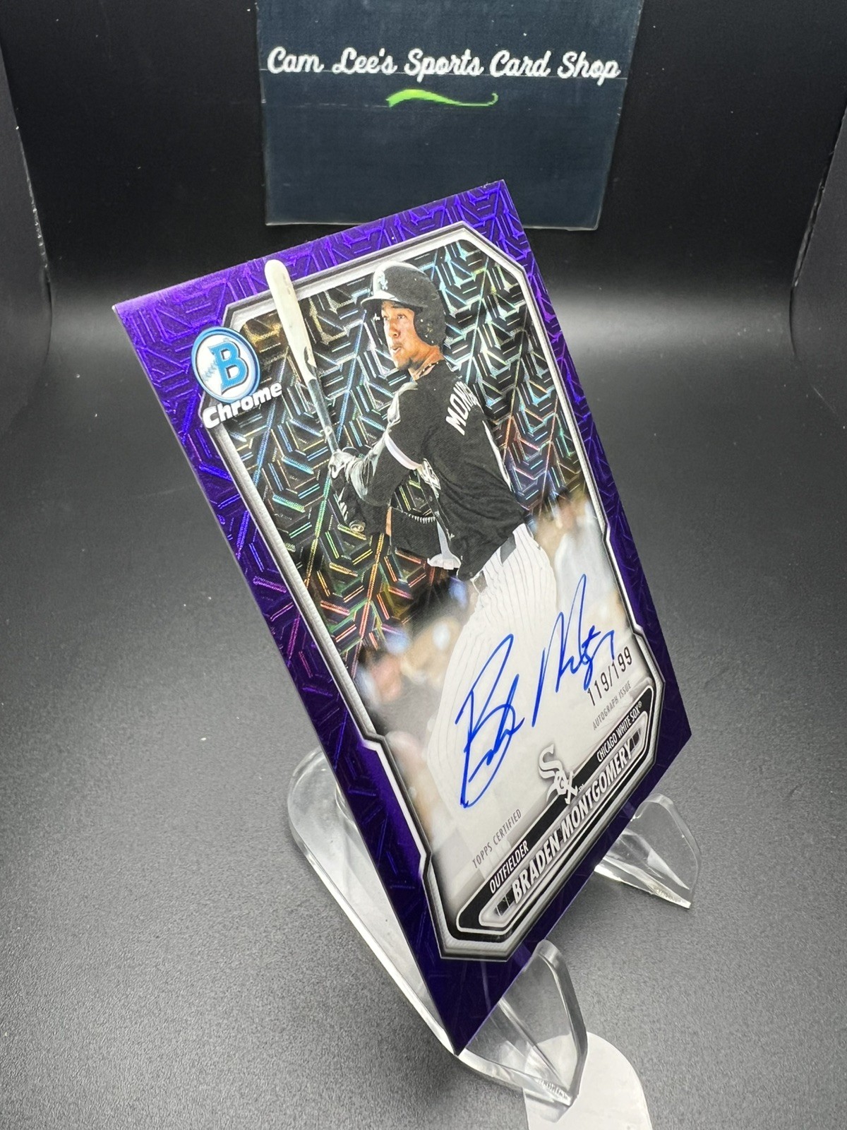 2026 Bowman Baseball Braden Montgomery Chrome Purple Mojo Auto /199 #BMA-BM view 4