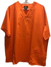 Natural Uniforms Scrub Top Women's V-Neck Size L Orange -Two front pockets