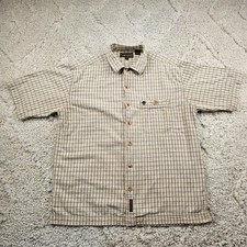 Vintage Timberland Mens Shirt Button Up Collared Blue Grid Pattern Size Medium