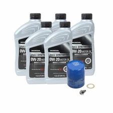 5x Honda Genuine 0W-20 Full Synthetic Engine Oil Change Kit + A02 Filter Washer