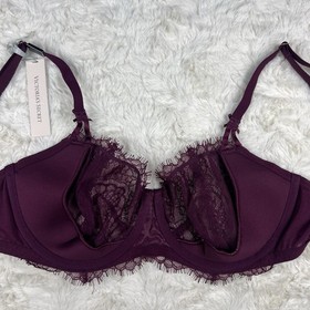 Victoria&rsquo;s Secret Dream Angels Unlined Uplift Lace Bra Burgundy / Wine 32DDD NWT