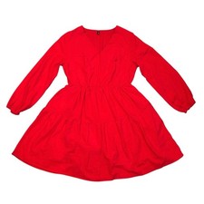 Red Gauzy Linen Dress Red Size Medium
