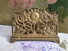ANCIEN PORTE LETTRES EN LAITON DÉCOR TOURNESOL STYLE ART NOUVEAU