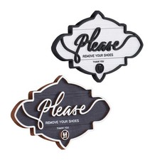 2 Pcs Please Remove Your Shoes Sign Wooden Shoes Off Sign for Front Door Take