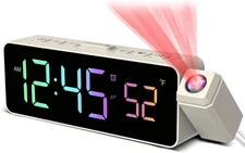 Projection Alarm Clock for Bedroom Ceiling, Small Compact Plug-in Digital Clocks
