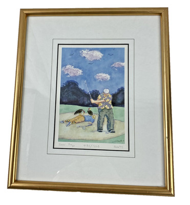 Vintage Heath Sand Trap Golf Art Print Framed Limited Edition Signed Humor 480/1