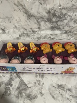 12 Decorative Plastic Shower Curtain Hooks Winnie the Pooh, Tigger, Eeyore