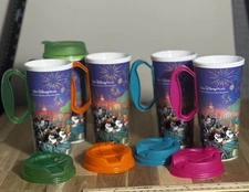 5 Disney World 2025 Whirley Drink Refillable Mugs 16oz Blue Pink Green Orange