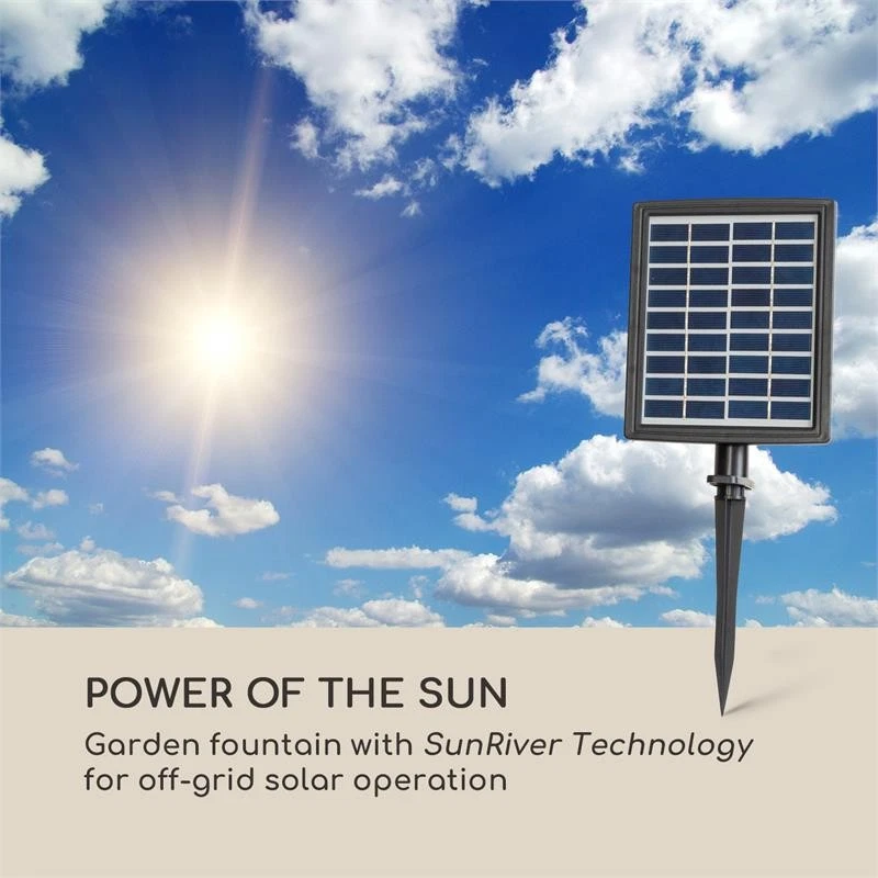 Solarspringbrunnen Garten Zierbrunnen Kaskadenbrunnen Wasserspiel Akku LED Braun - Bild 2 von 4