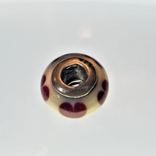 925 СТЕРЛИНГОВОГО СЕРЕБРА КРАСНЫЙ И БЕЛЫЙ МУРАНСКОГО СТЕКЛА ПОДВЕСКА - УНИКАЛЬНЫЙ ШАРМ - Изображение 3 из 4