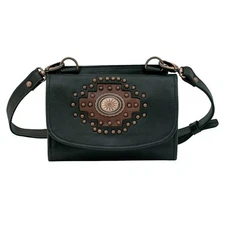 American West Womens Midnight Copper Black Leather Crossbody Bag OS