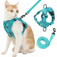 Cat Harness and Leash, Reflective Cat Harness Escape Proof for Walking, Adjus...